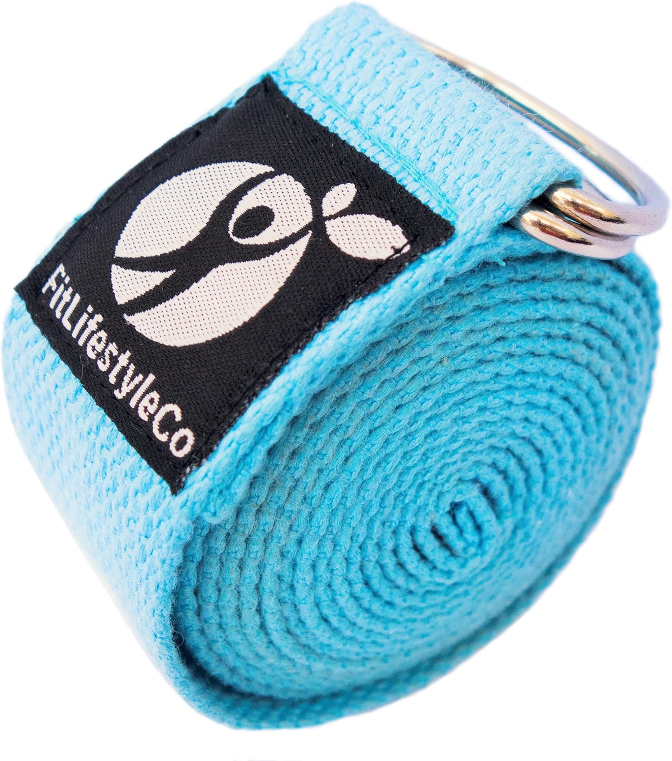 FitLifestyleCo Yoga Strap Best for Stretching - 6 Colors Instructional Video - Durable Cotton with Metal D-Ring (Light Blue) : Sports & Outdoors