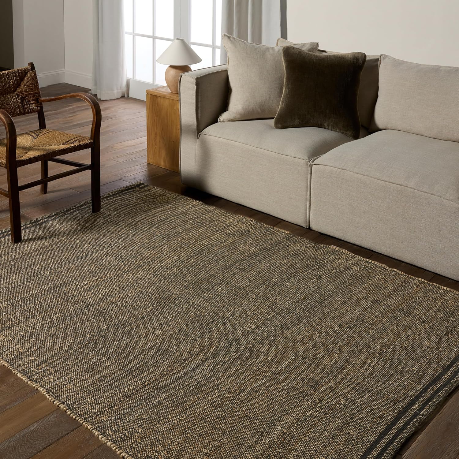 Jaipur Living, Jute 9x12 Large Area Rug, Handmade, Farmhouse, Solid Black/Brown Living Room Rug