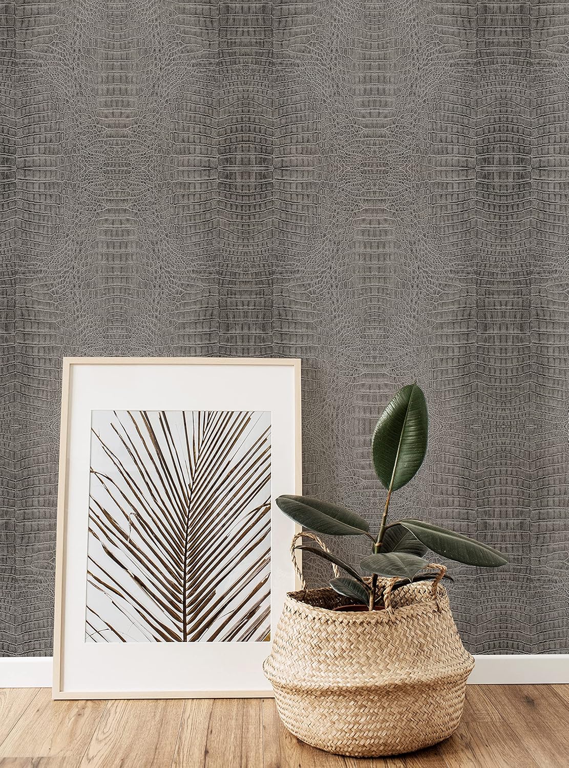 Crocodile Peel and Stick Wallpaper (Grey, Single Sheet - 2x9 Feet)