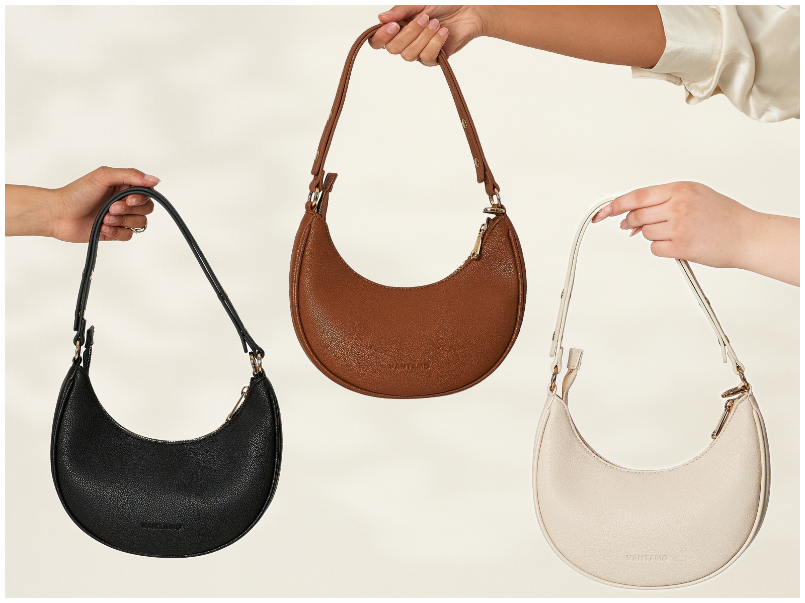 Half Moon Bag for Women - Faux Leather Crescent Bag with Anti