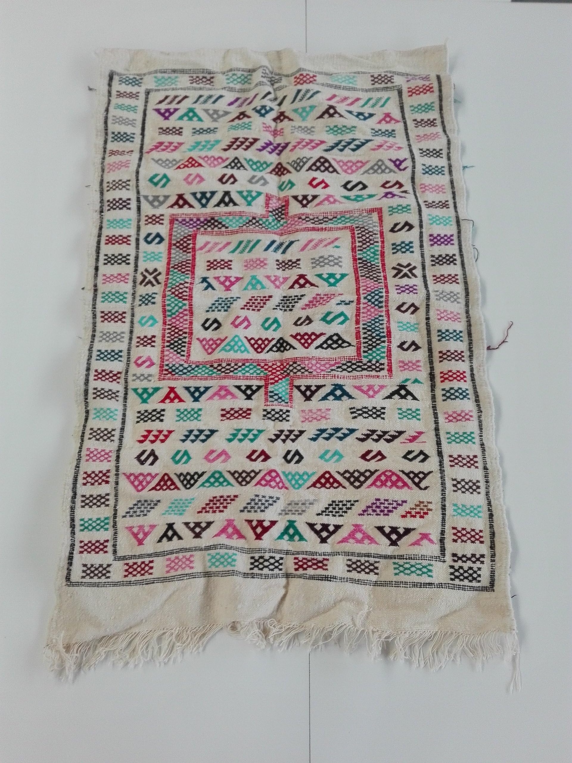 Moroccan Berber Rug Kilim Eastern Tapestry Ethnic African Original Wool TN