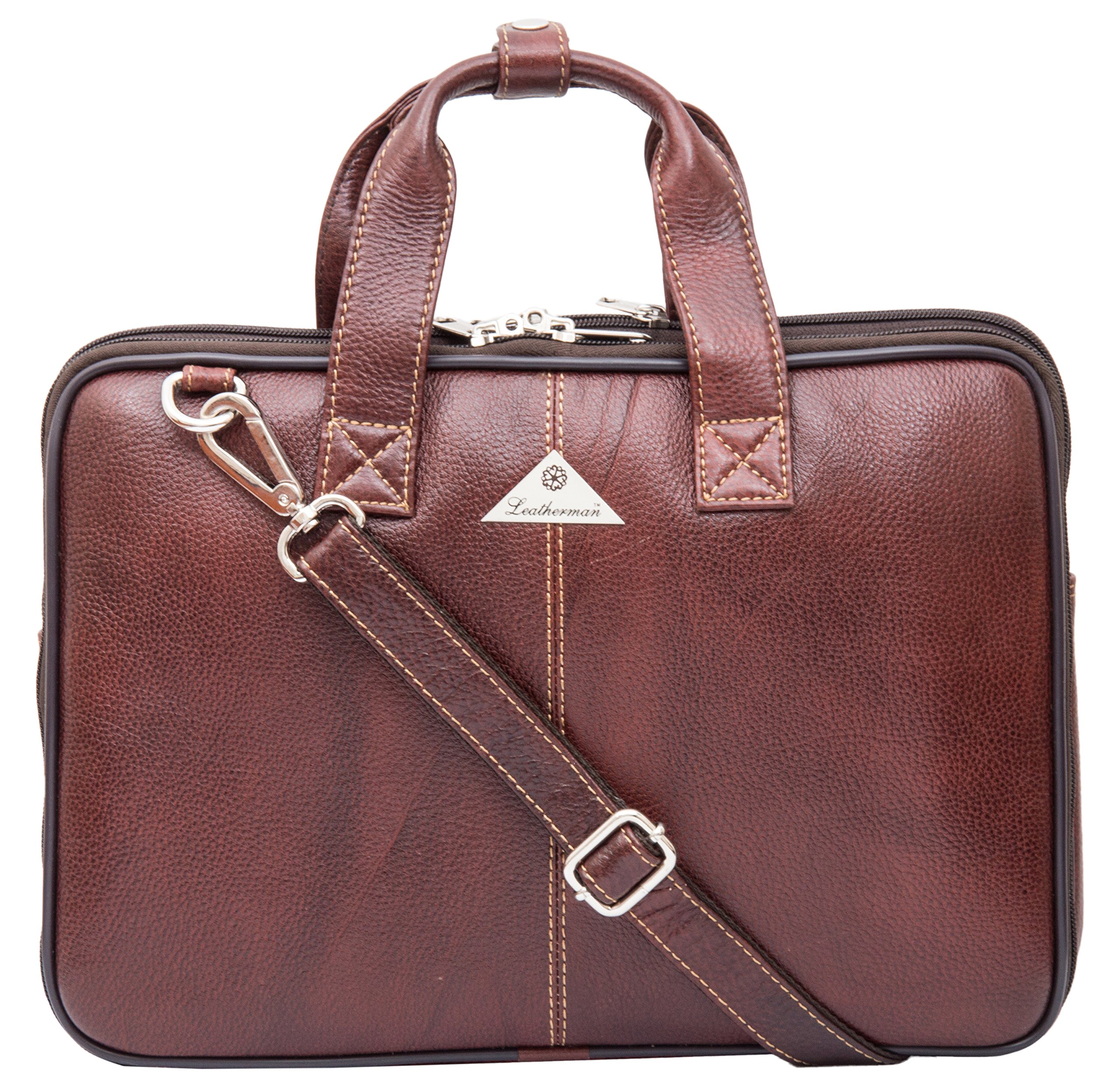 Leather 10 Liters Brown Laptop Briefcase (1034_Brown)-image-28