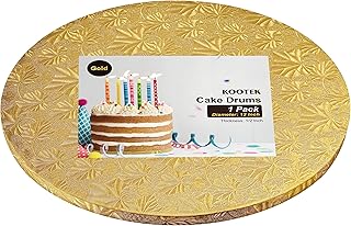 Kootek Cake Board Drum 12 Inch Round, 1/2" Thick Cake Drum, Cake Decorating Supplies Sturdy Cake Corrugated Cardboard for Multi-Layer Cakes (Gold, 1 Pack)