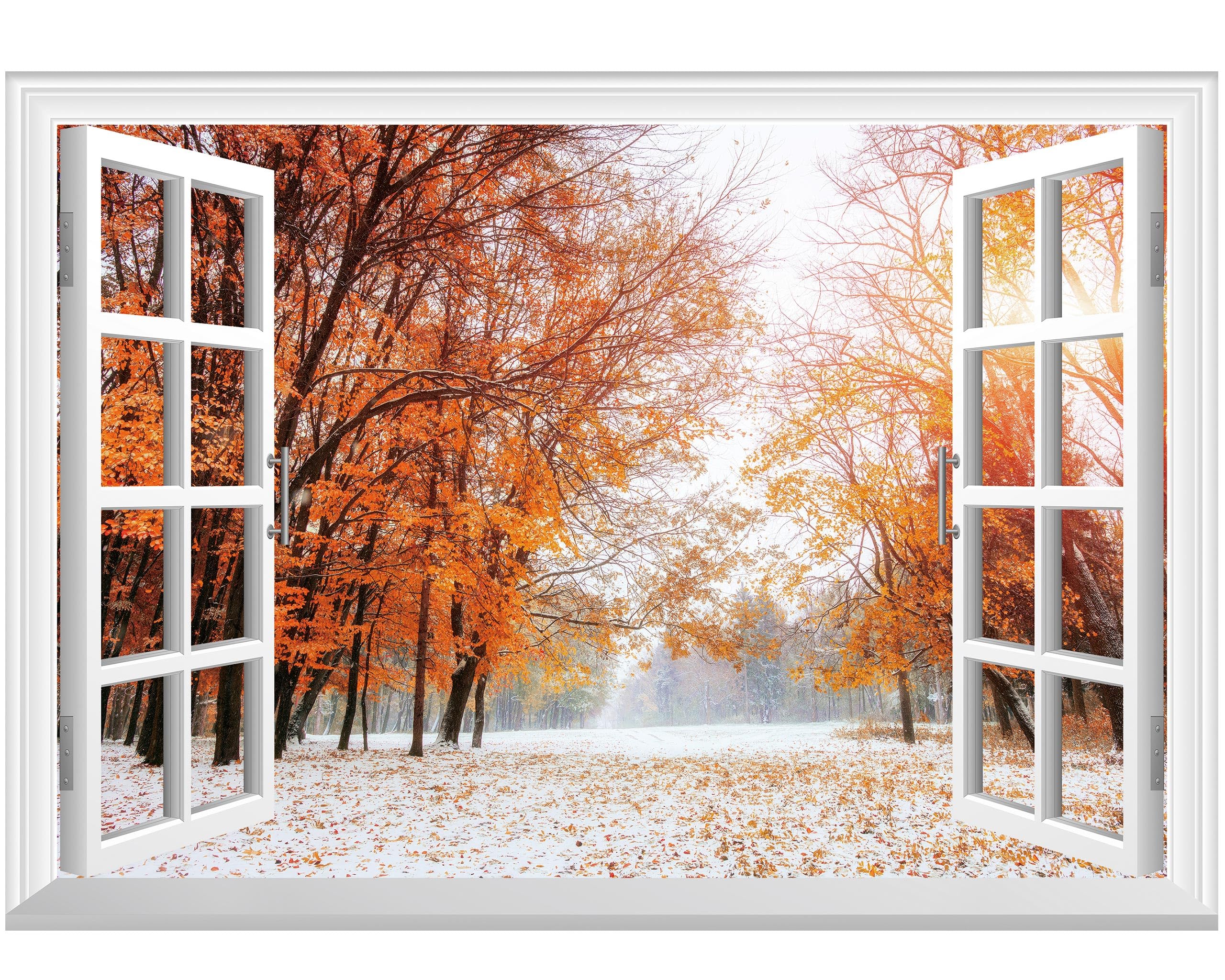 FLFK Fake Window Wall Sticker - Landscape Faux Window Wall Mural for Wall Decor, Stick and Peel Wall Decals,48"x32",Set of 2 Sheets — view 15