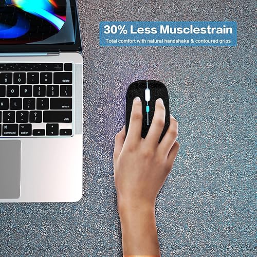 Miniatura 9 de Ratón inalámbrico Bluetooth recargable para laptop con uso LED portátil (BT5.2 y USB 2.4G) Conexión de modo dual Ratón silencioso delgado para