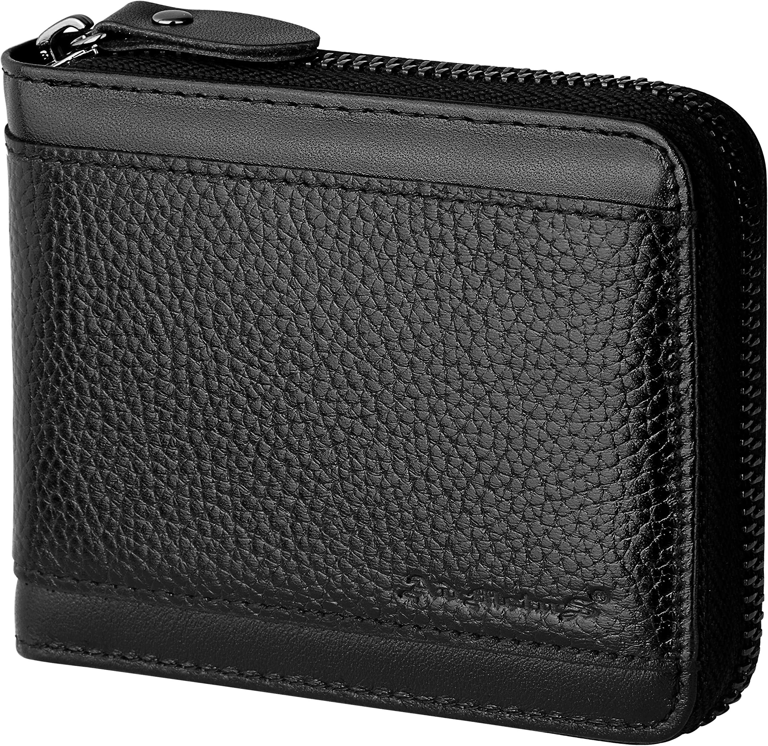 Mens RFID Blocking Wallets Zipper Leather Wallet for Men Bifold RFID Card Holder
