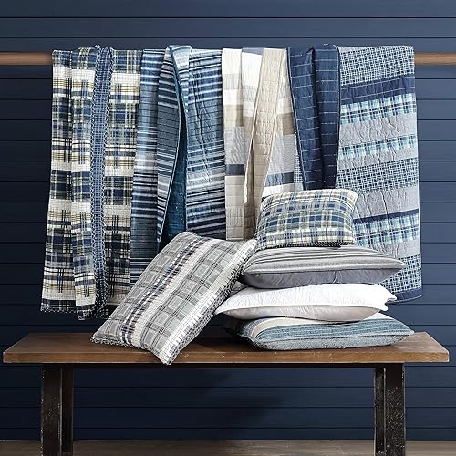 Miniatura 10 de Nautica - Juego de edredón individual, juego de ropa de cama reversible de algodón, artículos esenciales para la habitación del dormitorio (azul