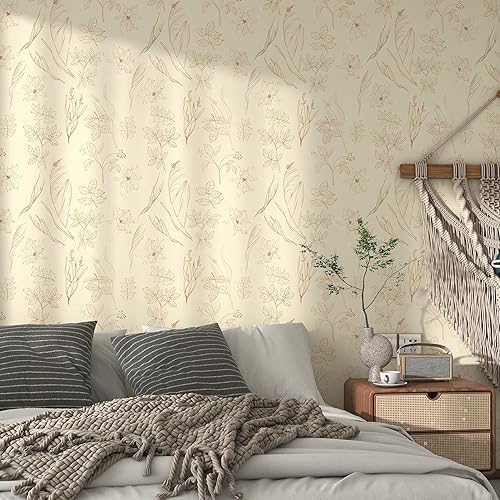 Miniatura 5 de Papel tapiz floral amarillo para despegar y pegar, 17.3 x 197 pulgadas, papel tapiz floral vintage, papel de contacto extraíble para gabinetes,