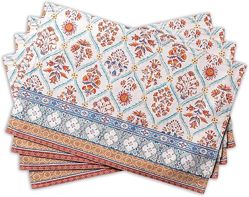 Maison d' Hermine Juego de 4 manteles individuales de tela 100% algodón, decorativos y lavables, para regalos, cenas, vacaciones, bufé y uso de