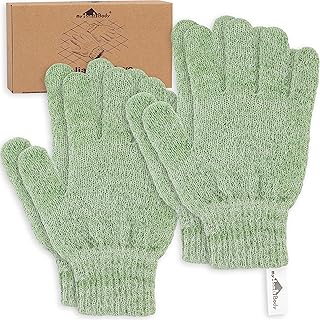 myHomeBody Shower Gloves, Bath Gloves for Shower Exfoliating, Exfoliating Shower Gloves, Exfoliating Gloves Dead Skin Remover, Exfoliating Bath Gloves, Shower Gloves for Women, Spring Green, 2 Pairs
