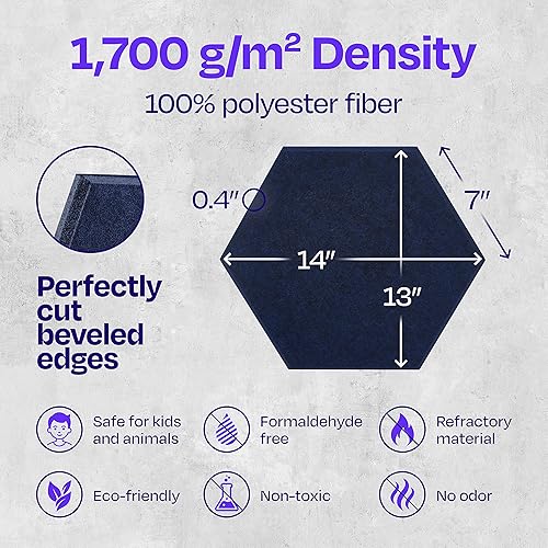 Miniatura 6 de Ekkogo Paneles acústicos, paquete de 12 paneles de pared insonorizados de 14 x 13 x 0.4 pulgadas, paneles de amortiguación de sonido de alta