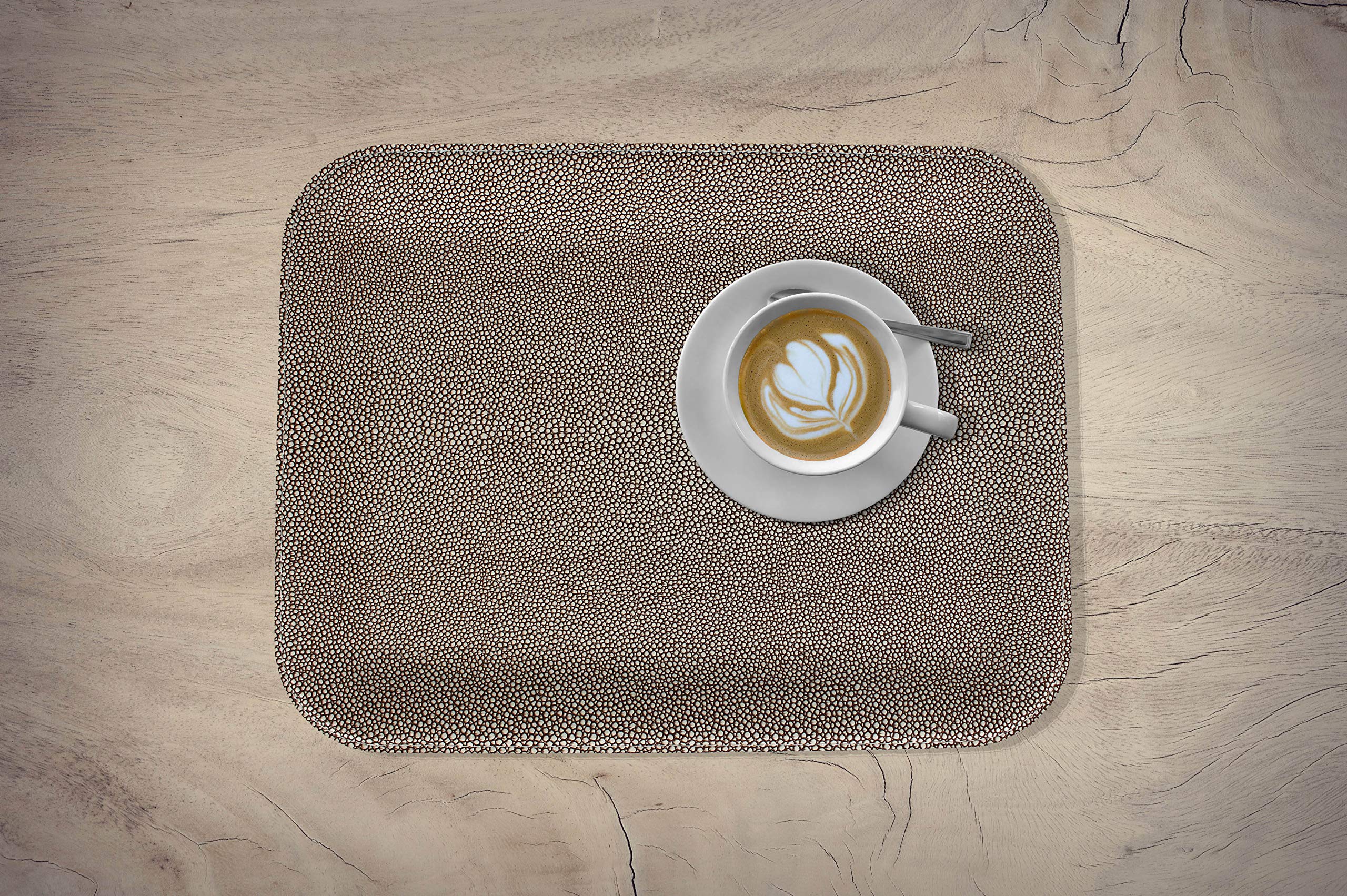 SIGNATURE HOME COLLECTIONFlat Coffee Tray in Ray Skin Look, Faux Leather, Brown, Small