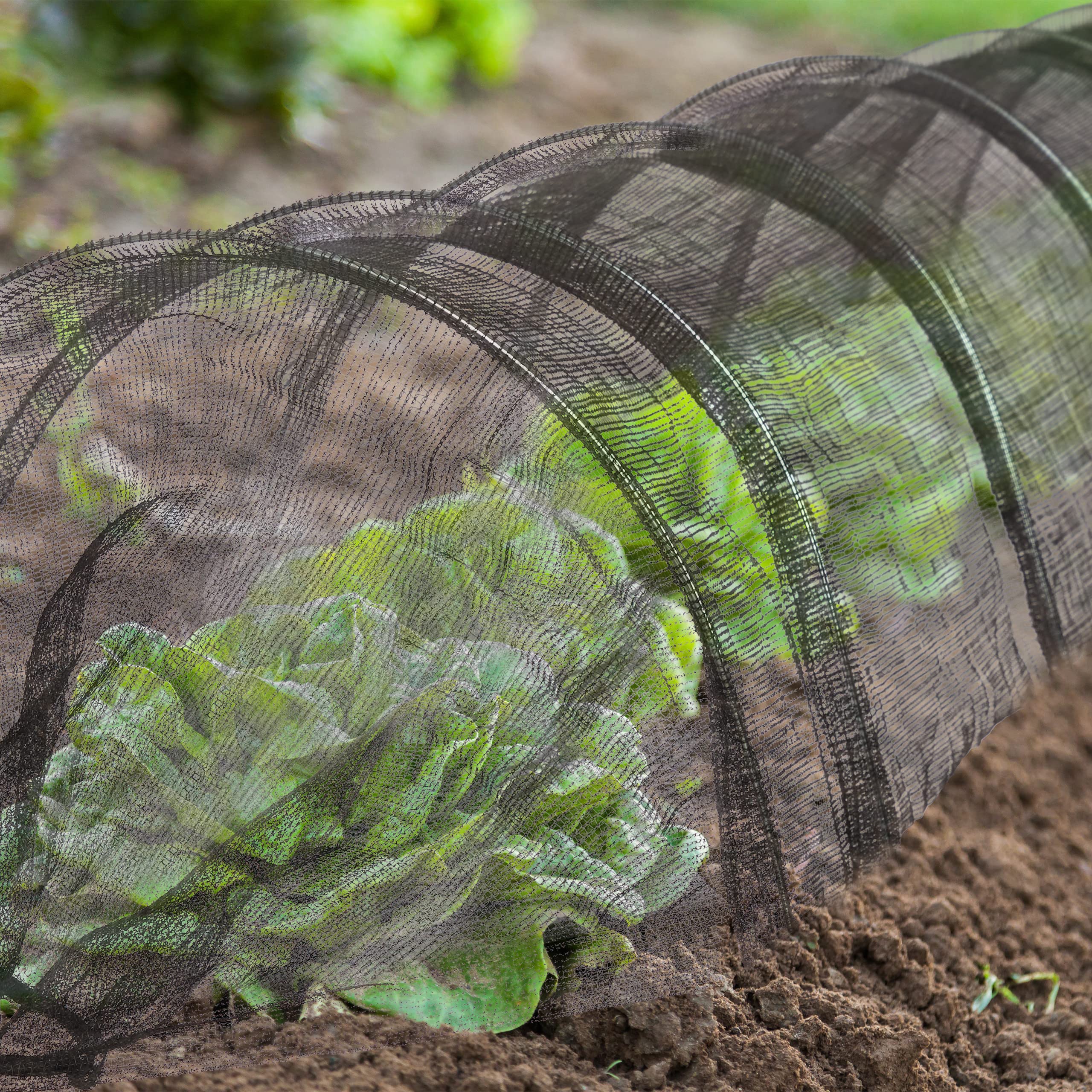 Relaxdays Tunnel de forçage, 5 mètres, Filet PE, avec arcs Tunnel, pour légumes, Fraises, Jardin, Pliable, Noir