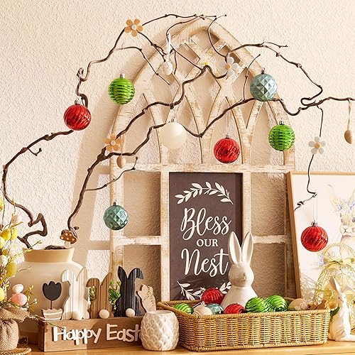Miniatura 8 de Valery Madelyn Juego de adornos decorativos para árbol de Navidad, decoración de Halloween, 24 unidades, adornos rojos inastillables, adornos