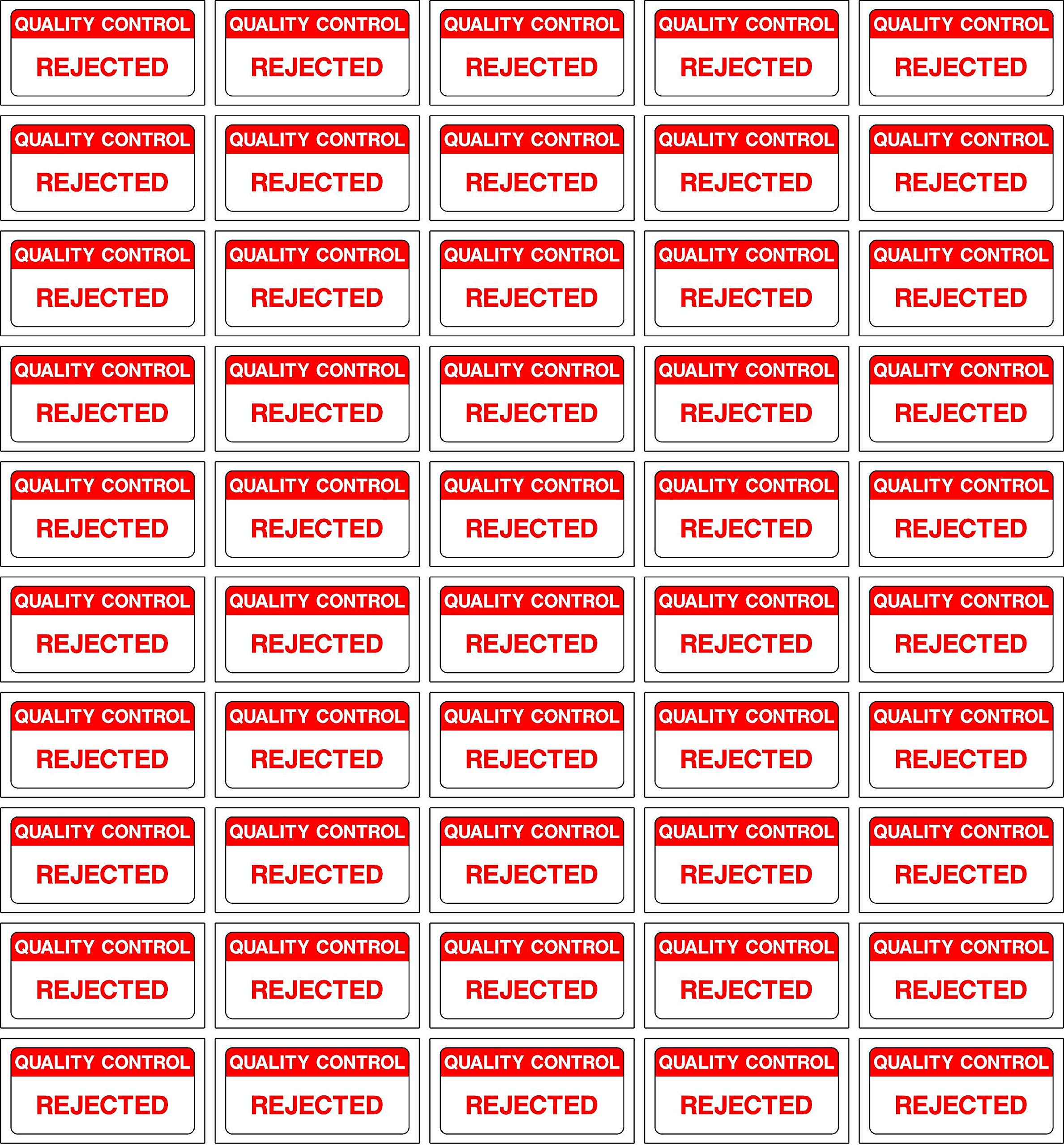 Quality control labels Rejected - 50 Stickers 40mm x 20mm