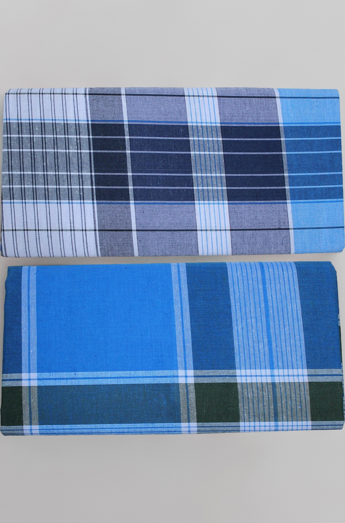 Men's Mixed Cotton Lungi (Multicolour, 2 Mtrs) -Set of 2