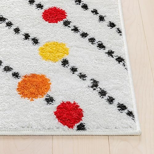 Miniatura 3 de Well Woven Modern Rug - Alfombra decorativa de 3 pies 3 pulgadas x 5 pies, diseño de lunares, color marfil, alfombra de área para entrada,