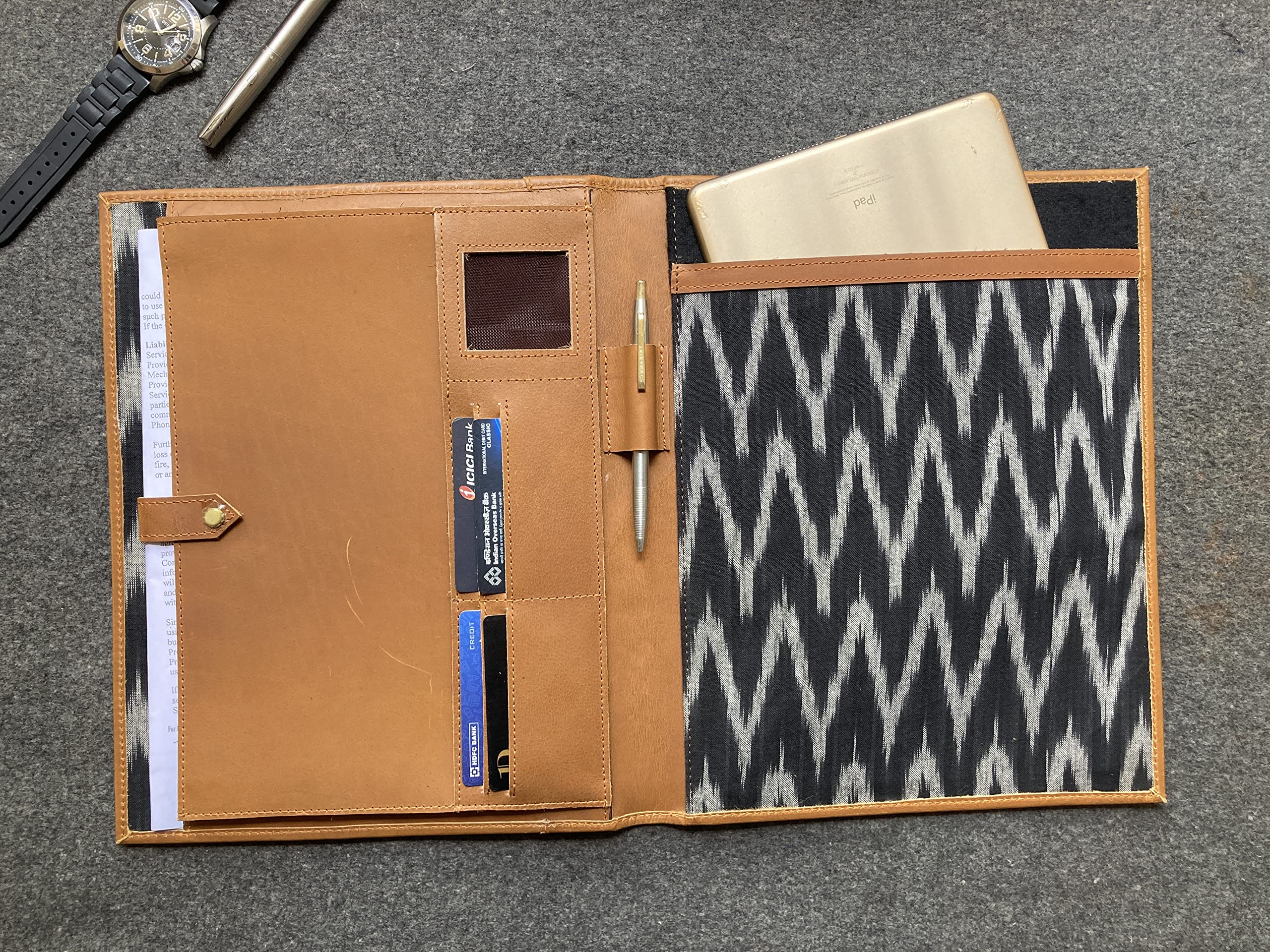 Full Grain Leather Portfolio Binder, Padfolio For Business Resume Legal Noteb