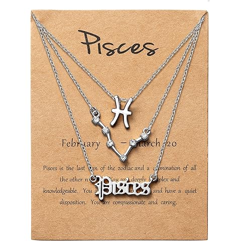 PANTIDE 3Pcs Constellation Zodiac Layer Necklaces for Women Girls, Retro 14K Gold Plated 12 Constellation Pendant Necklace Exquisite Letter Horoscope Old English Zodiac Sign Jewelry Birthday Gift