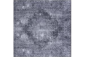 Safavieh Tucson Collection 4' Square Black and Grey Persian Design Washable Rug