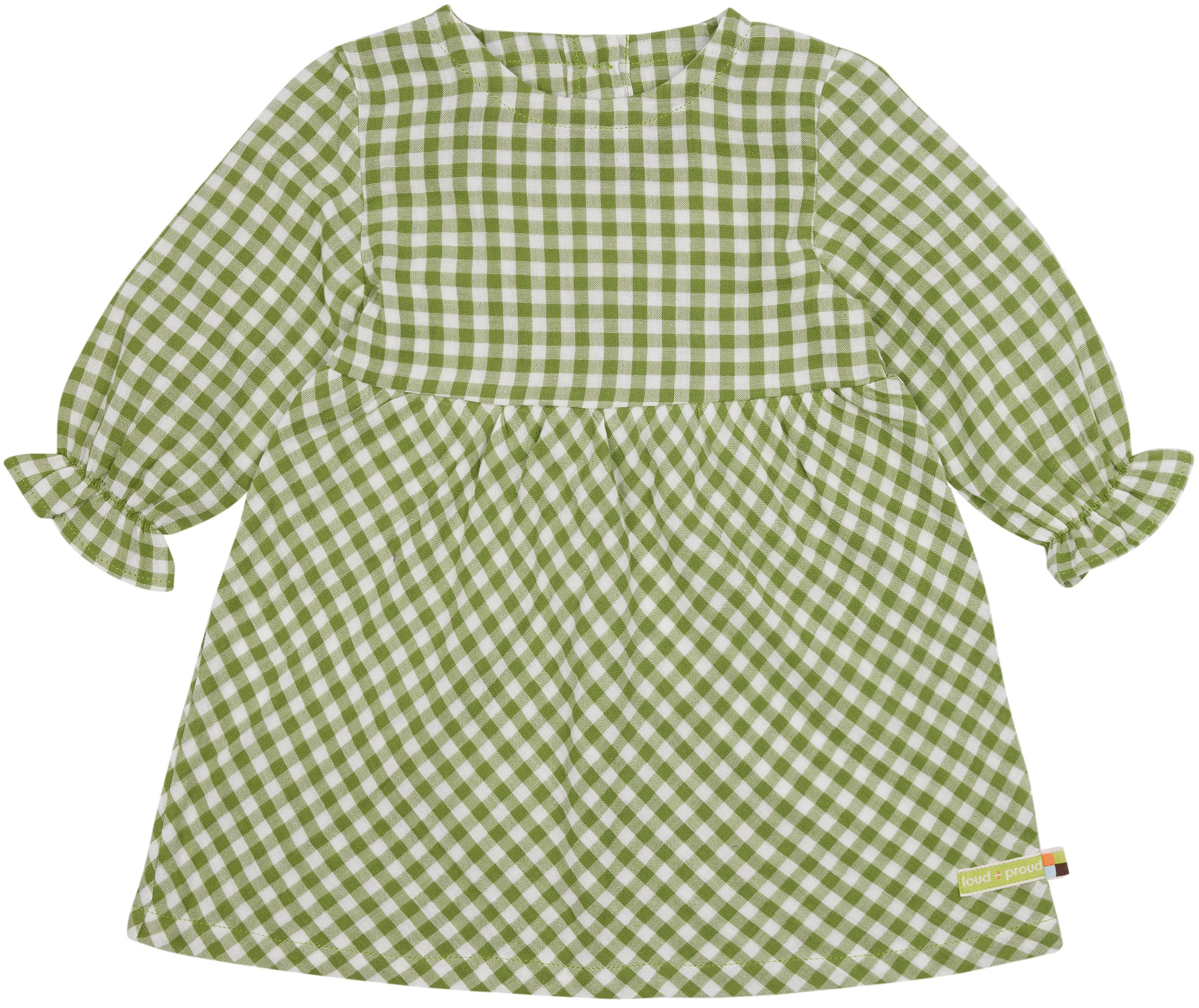 loud + proud Girl's Muslin, GOTS Certified Playwear Dress, Grass, 74-80 cm