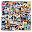 FlyBuyHub Aesthetic Vinyl Journal Stickers for Phone Case, Laptop, Notebook, Dairy, Water Bottle, School Bag, Etc Self-Adhesive Stickers Set of 50 Glossy and Waterproof Stickers (City and Space) gallery image