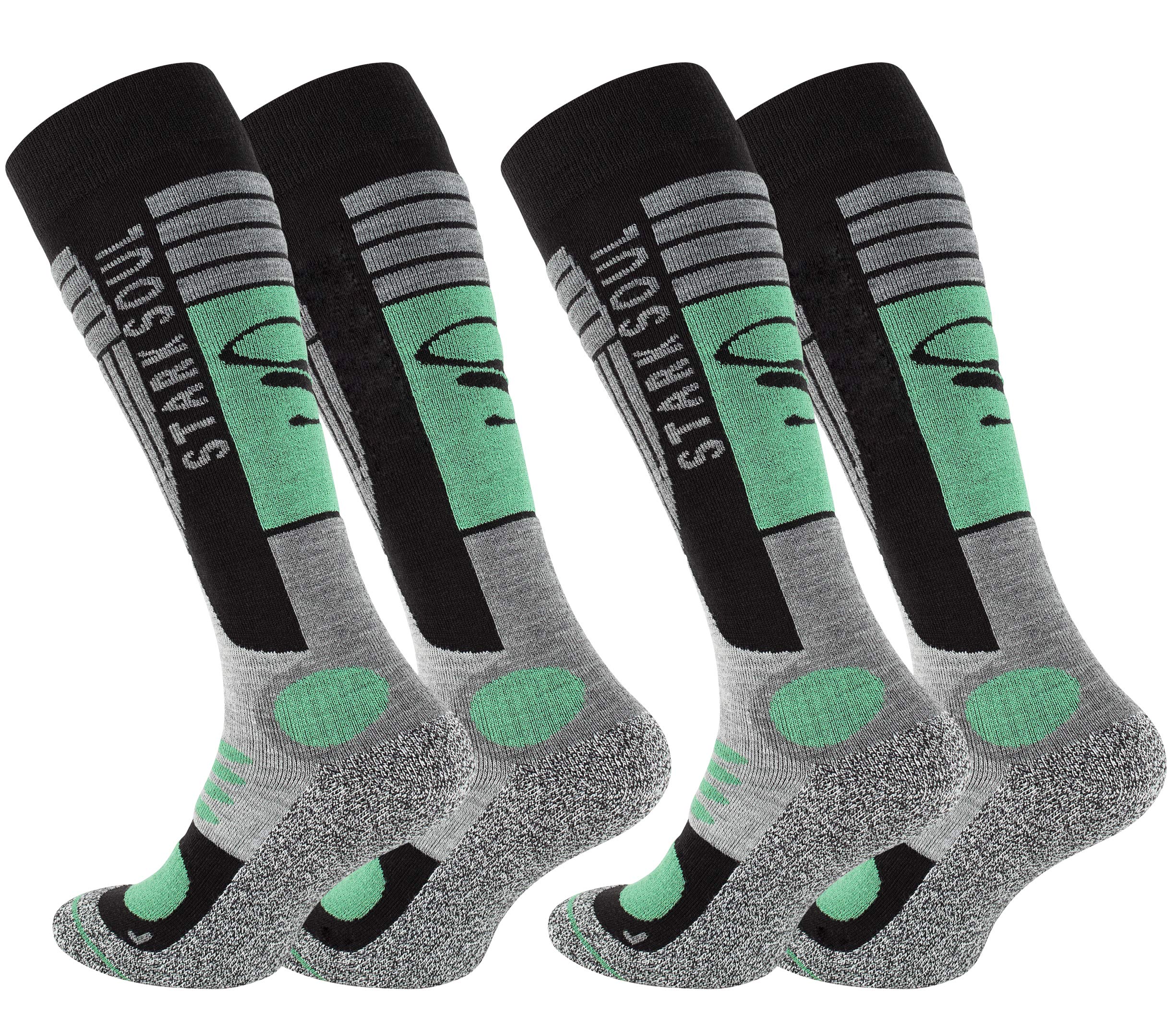 Stark Soul Men's Grey-Black-Green Socks, 43-46