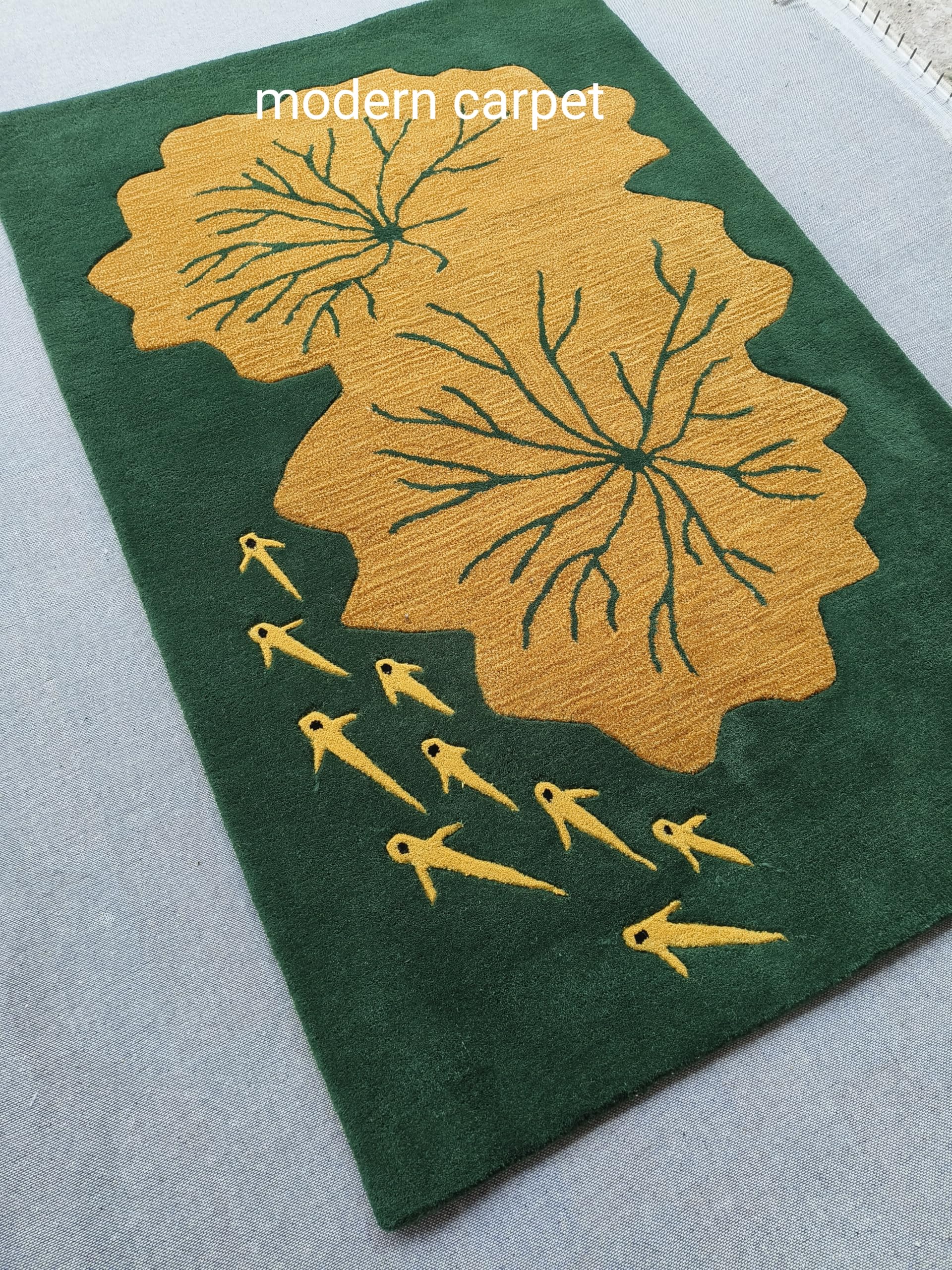 Modern Flowers Rugs 100% Woolen Area Handmade Tufted Rugs Home Decor Rug for Living Room Kids Room Bedroom Kitchen by Modern Carpet (4x6 Feet)