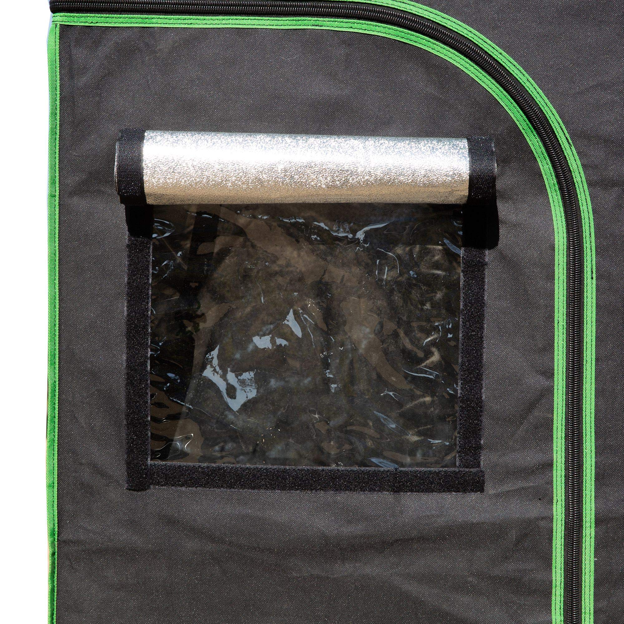 Outsunny Serra Idroponica per Interni, Tessuto Riflettente e Prese d'Aria, Porte e Finestre, 90x60x135cm Nero e Verde