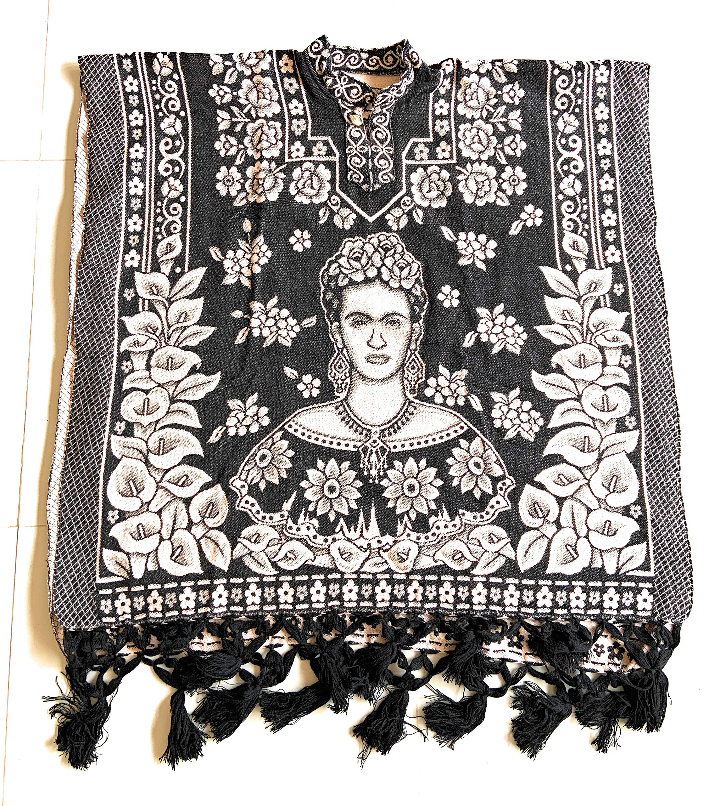 GrahmartAuthentic Mexican Poncho Cobija Gaban Blanket with Frida design