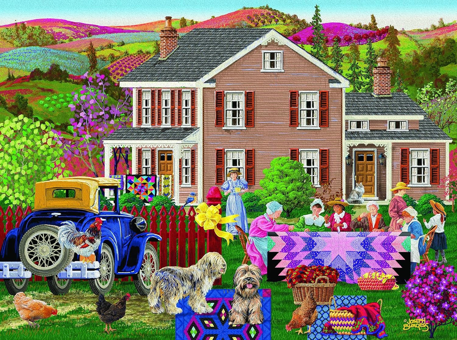 SUNSOUT INC - Quilting Bees - 300 pc Jigsaw Puzzle by Artist: Joseph Burgess - Finished Size 18" x 24" - MPN# 38960