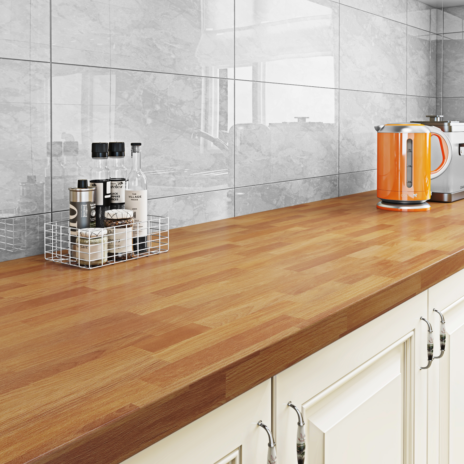 Livelynine 15.8x394 Butcher Block Peel and Stick Countertop Vinyl