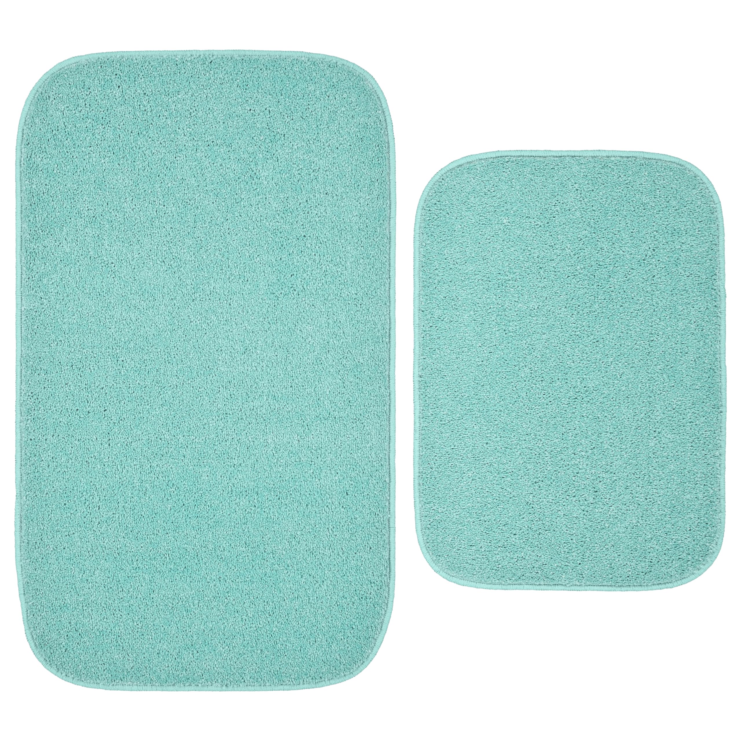 Garland Rug Gramercy Washable Bath Rug – Soft, Plush, Absorbent, Quick-Dry, Durable, 2 Piece Rug Set (17"x24" and 20"x34"), Sea Foam