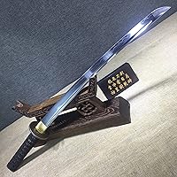 Vista 8 de Katana corta hecha a mano japonesa Wakizashi Samurai Espada T10 Acero Arcilla Templada Hoja