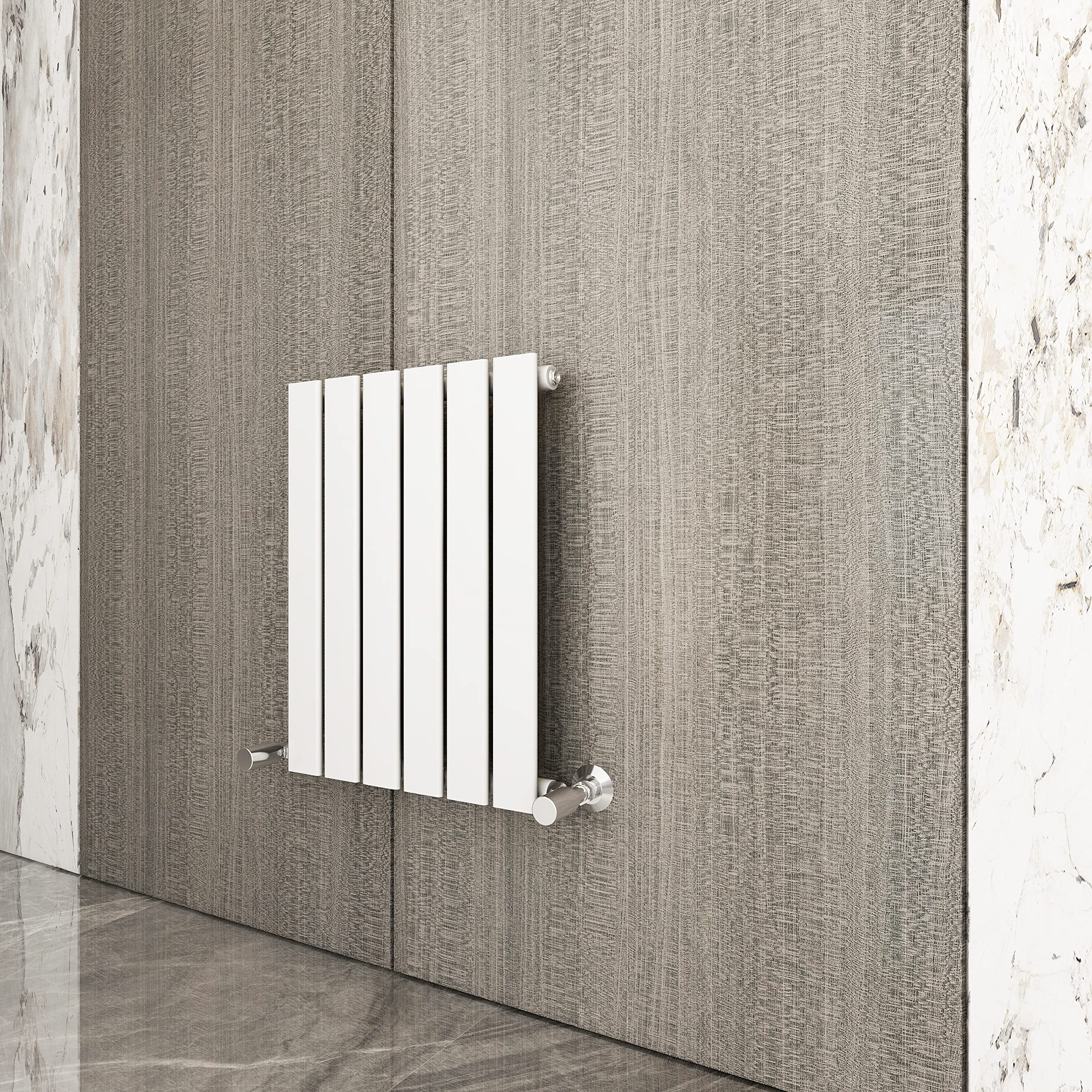 Radiator Horizontal Vertical Designer Flat Panel Central Heating Radiator 600mm Height (600x408mm Single, White)