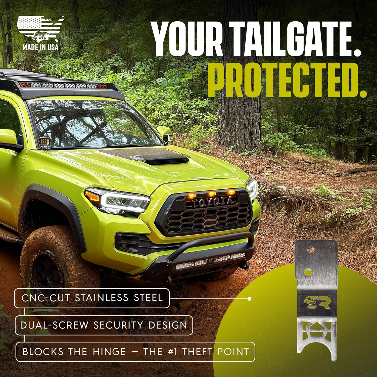 Cali Raised LED Tailgate Theft Protector for Toyota Tacoma 2016-2023 - Pickup Tailgate Anti Theft Lock Made in USA