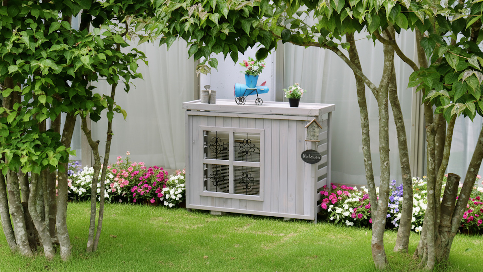 【新品・未使用】ガーデンガーデン ボーダーエアコン室外機カバー レギュラーサイズ Amazon.co.jp: ガーデンガーデン ボーダーエアコン室外機カバー