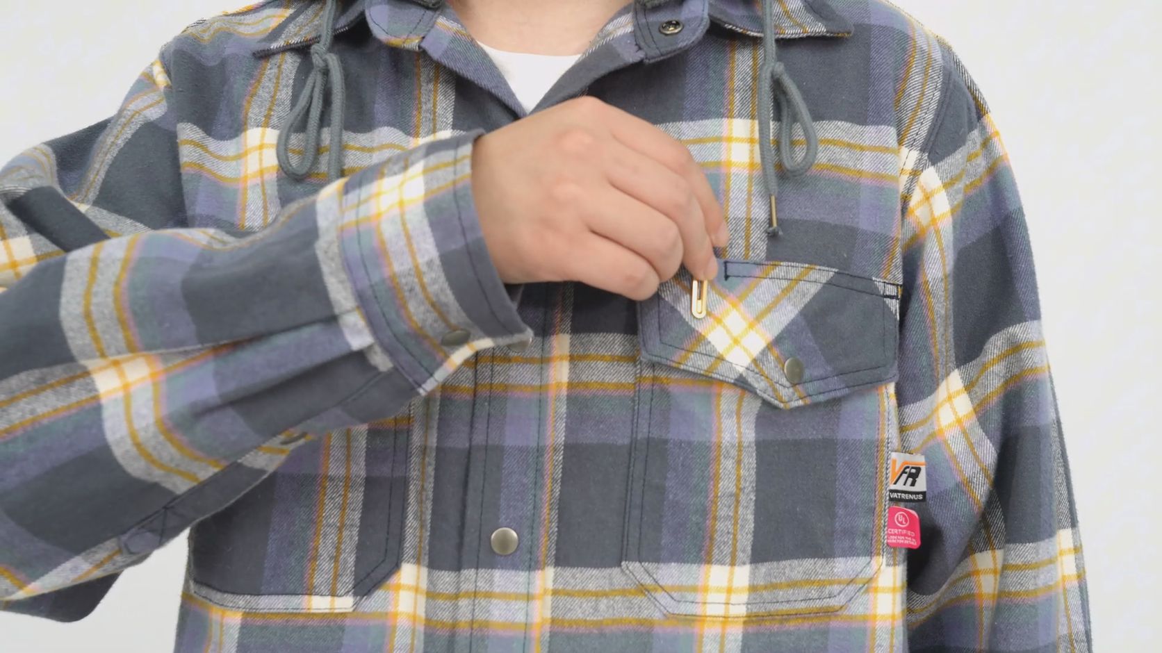 Welding Shirt FR VATRENUS Men's Heavyweight FR Plaid Flannel Jacket - 8.5oz Flame Resistant Welding Shirt Flame Resistant Work Shirt - View #8