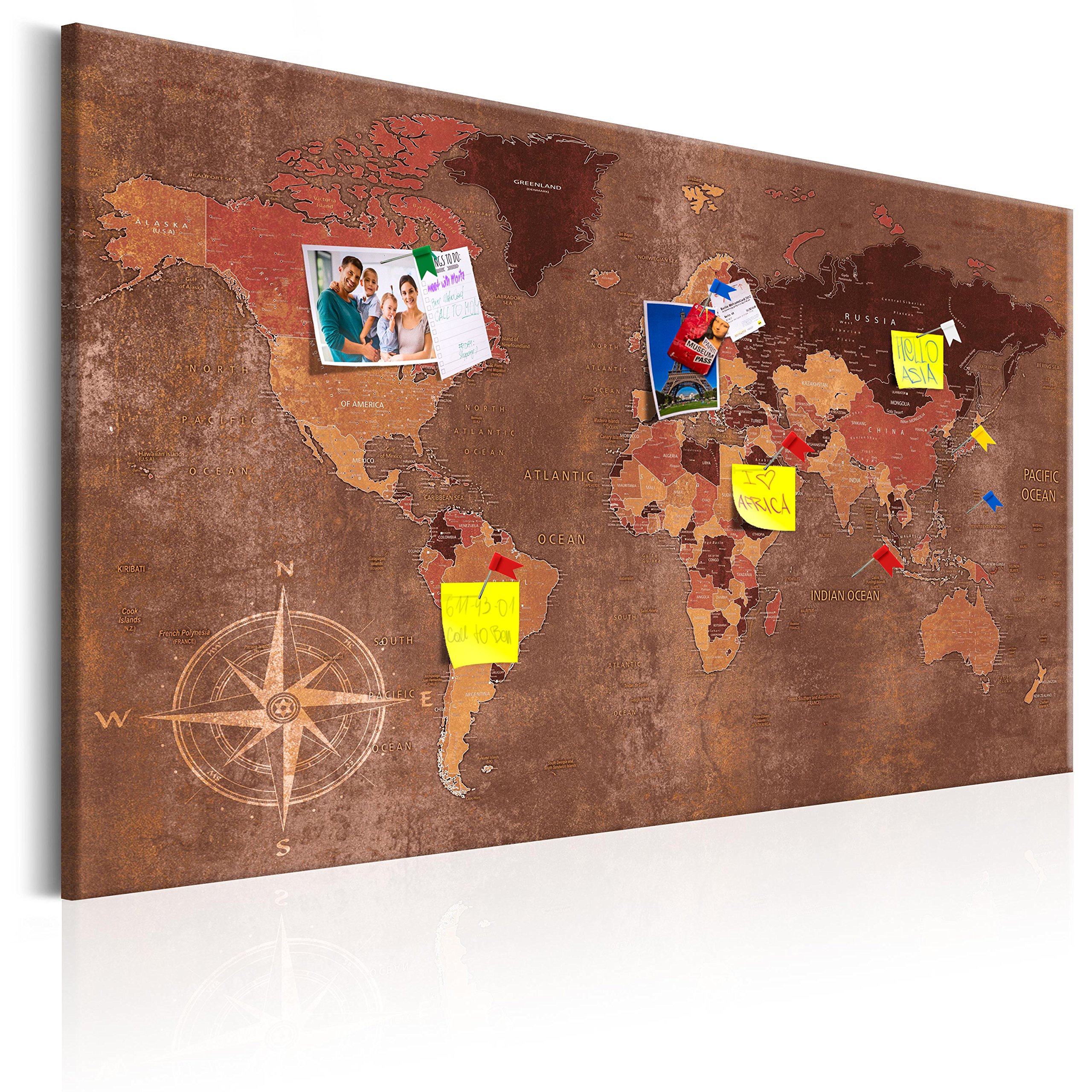 murando Pin Board World Map 120x80 cm/48"x32" 1 piece