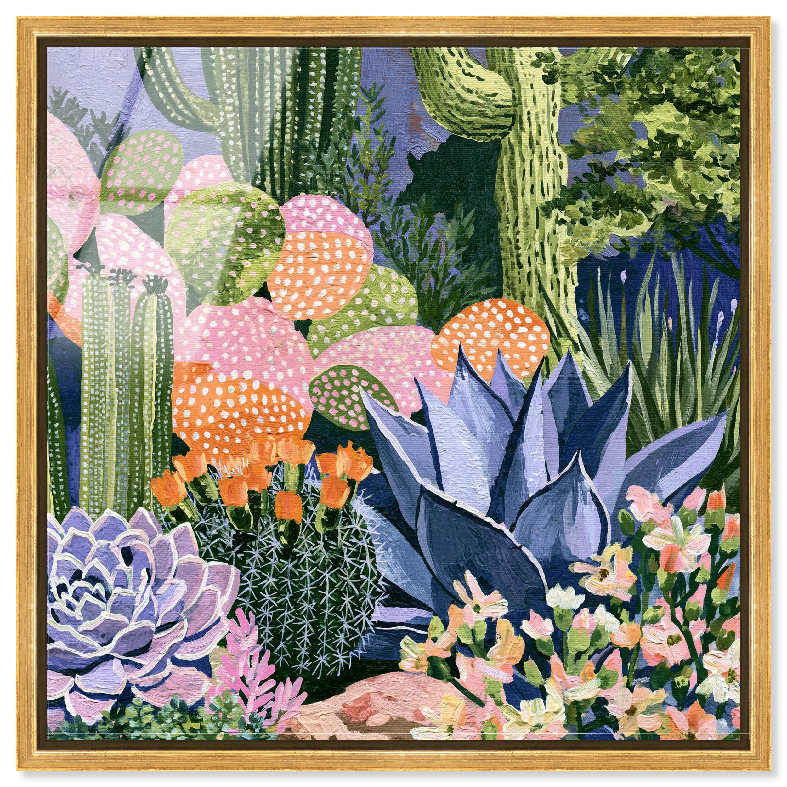 Art Remedy Neon Desert IV Gerahmter Acryldruck Whimsy Wanddekoration, goldener Rahmen, 50,8 x 50,8 cm
