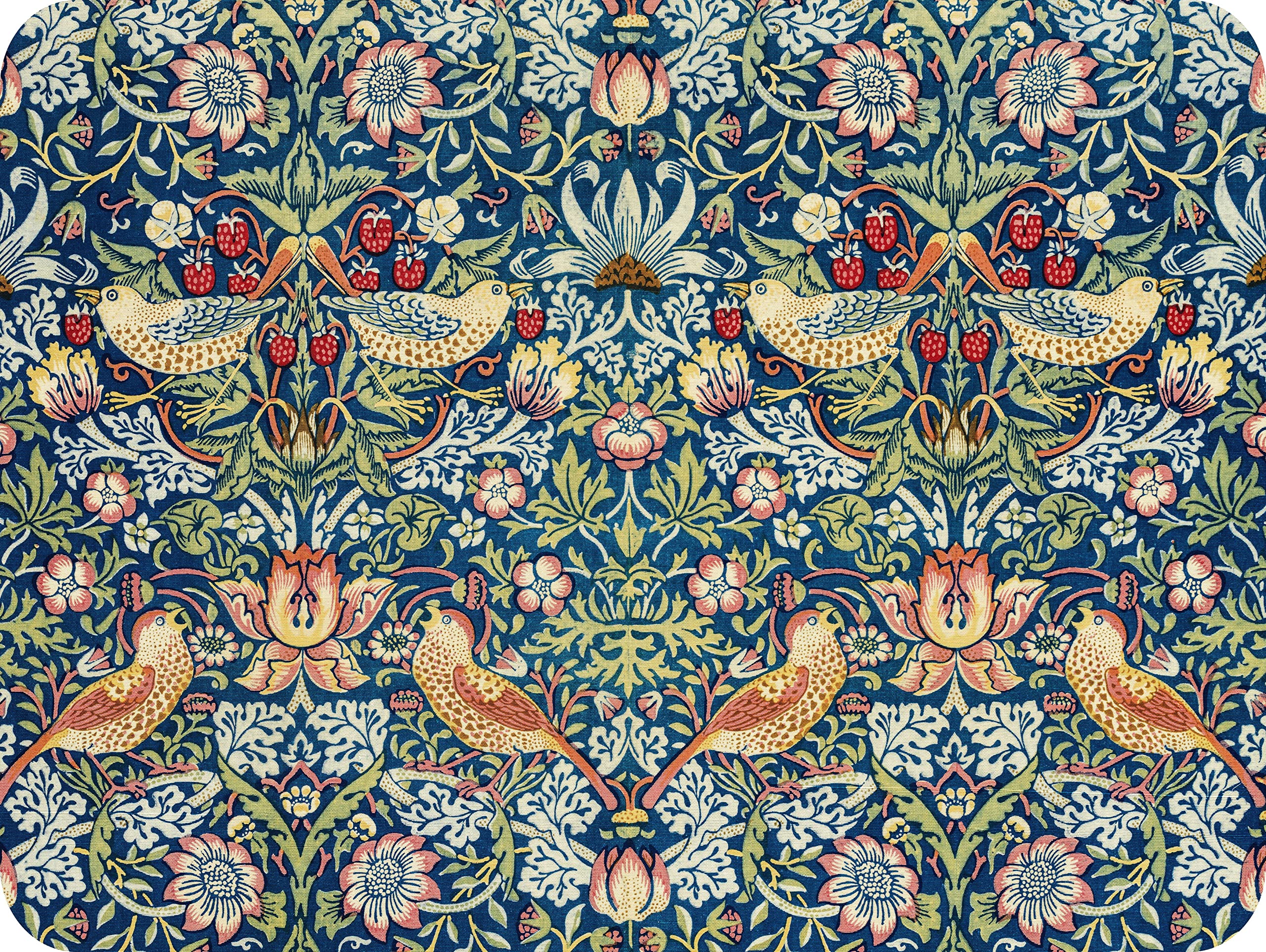 William Morris - Float Glass Worktop Saver/Protector | Cutting Board - by Pearl Glass (40 x 30cm Medium, Strawberry Thieves)