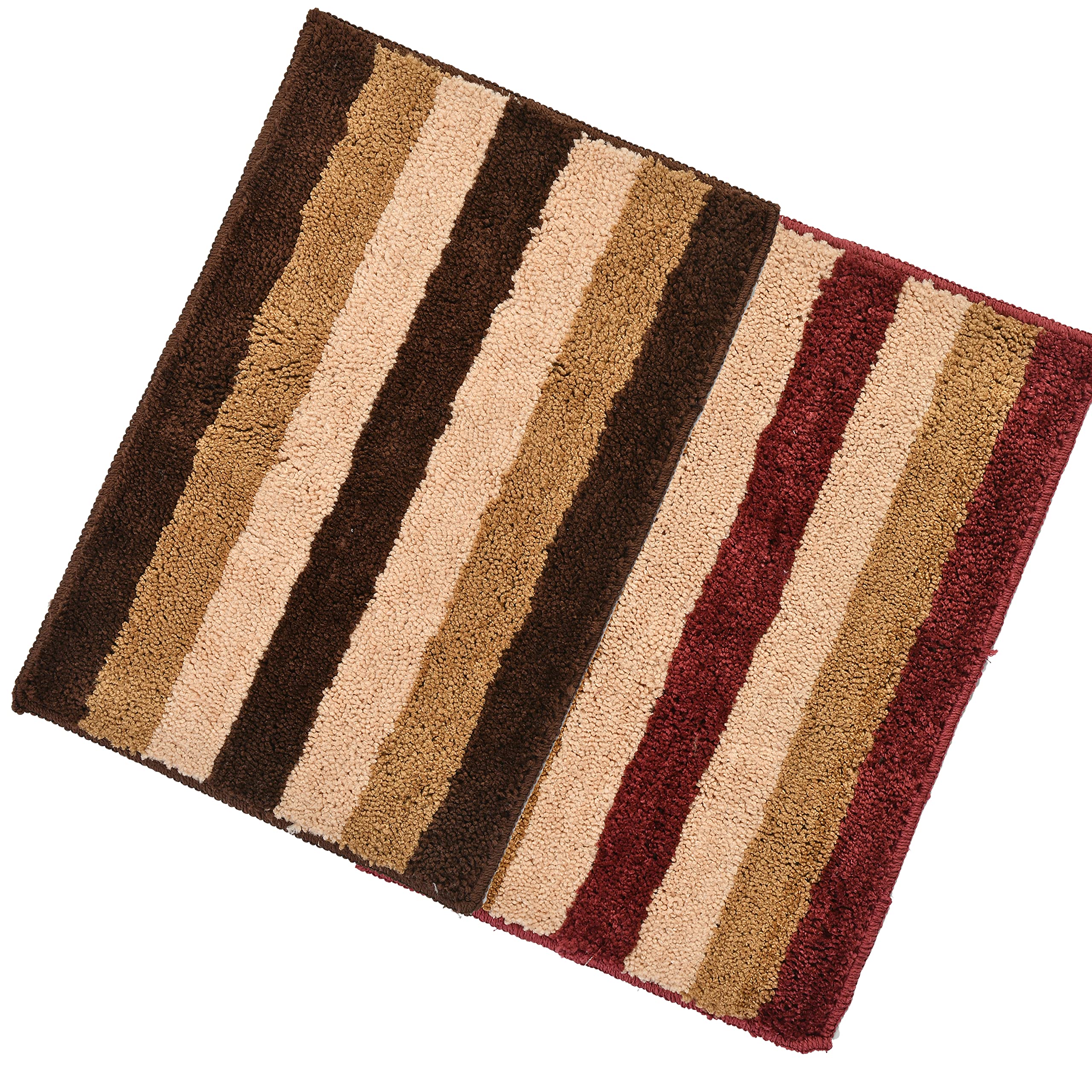 Microfiber Size 40 x 60 cm Striped Soft Anti-Slip Bath Mat Door mat, Floor mat, Bathroom mat - Set of 2