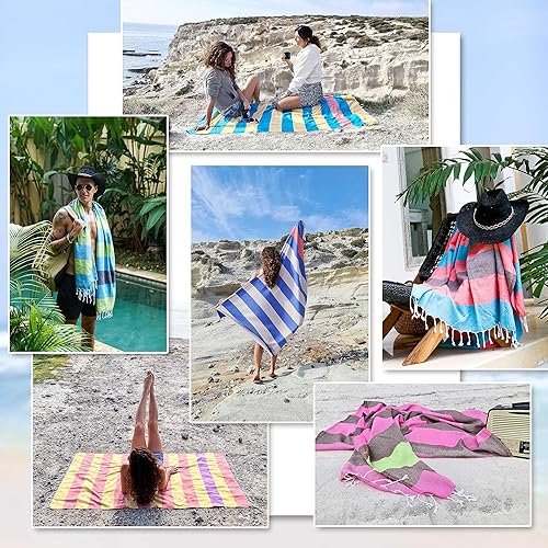 Miniatura 4 de Toalla de baño Cacala 100 % de algodón, pestemal turco rayado