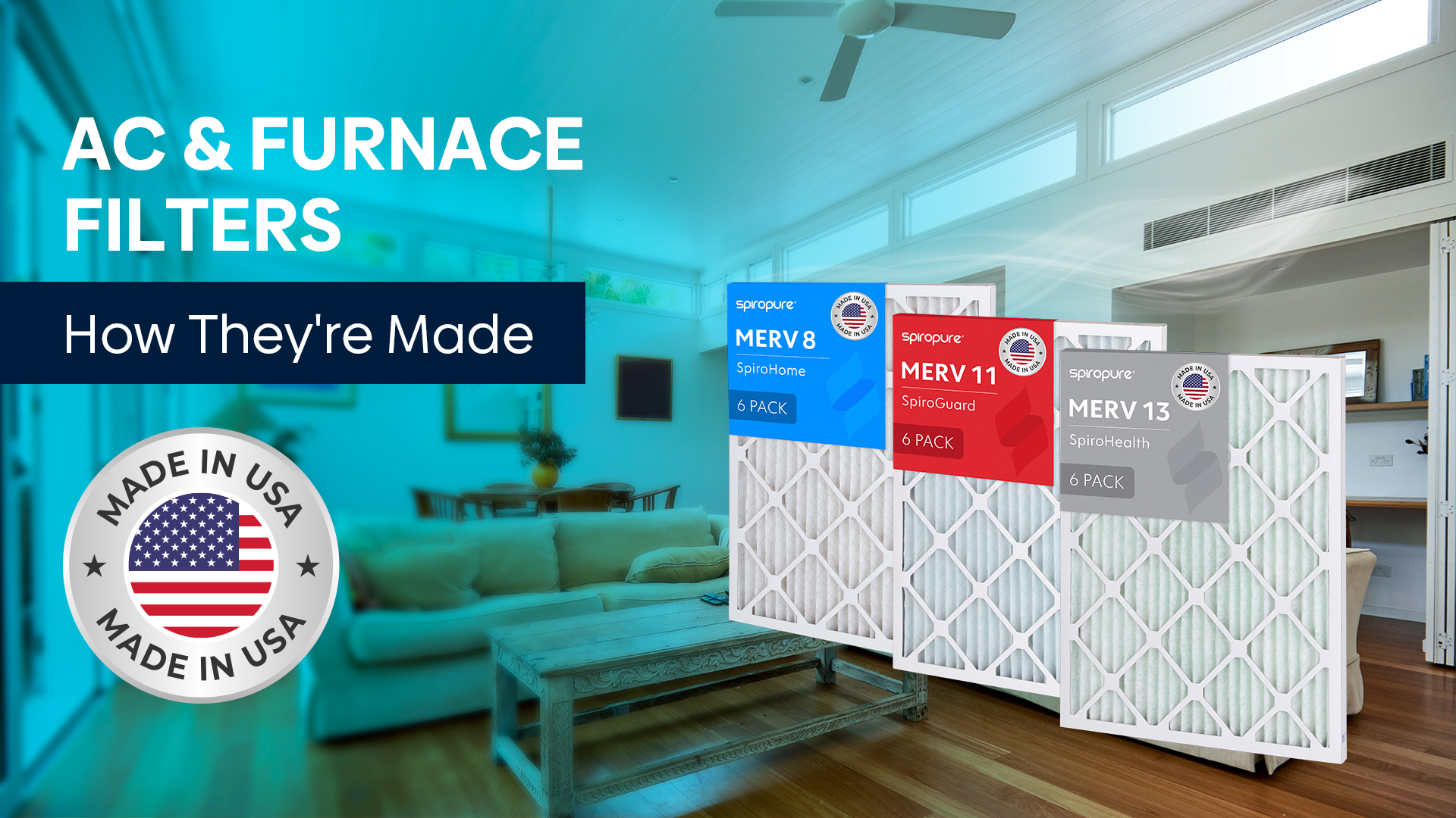 SpiroPure 30X32X2 MERV 11 Geothermal Air Filters - Made in USA (6