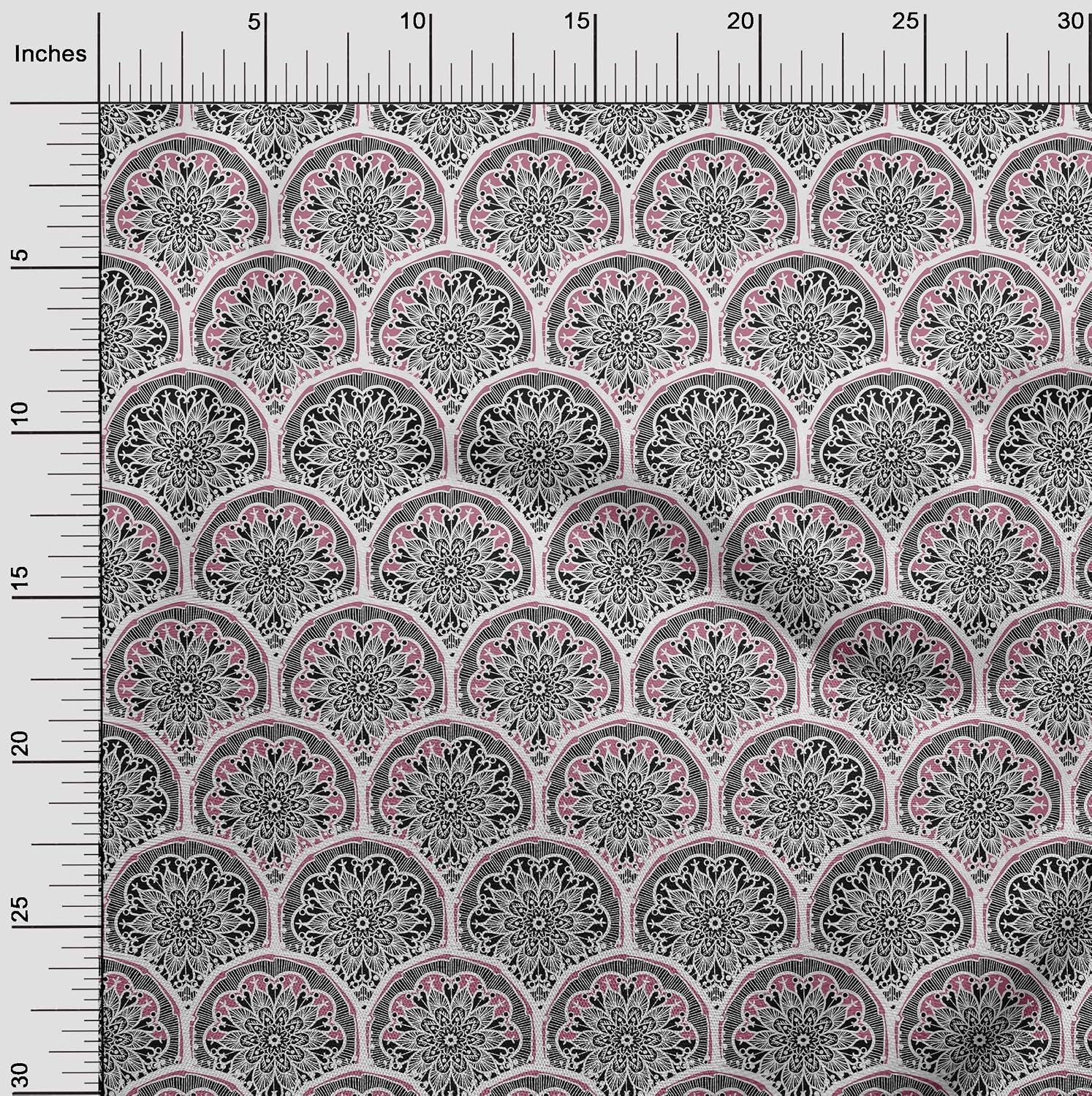 oneOone Silk Tabby Dusty Pink Fabric Floral Mandala Fabric for Sewing Printed Craft Fabric By The Yard 42 Inch Wide