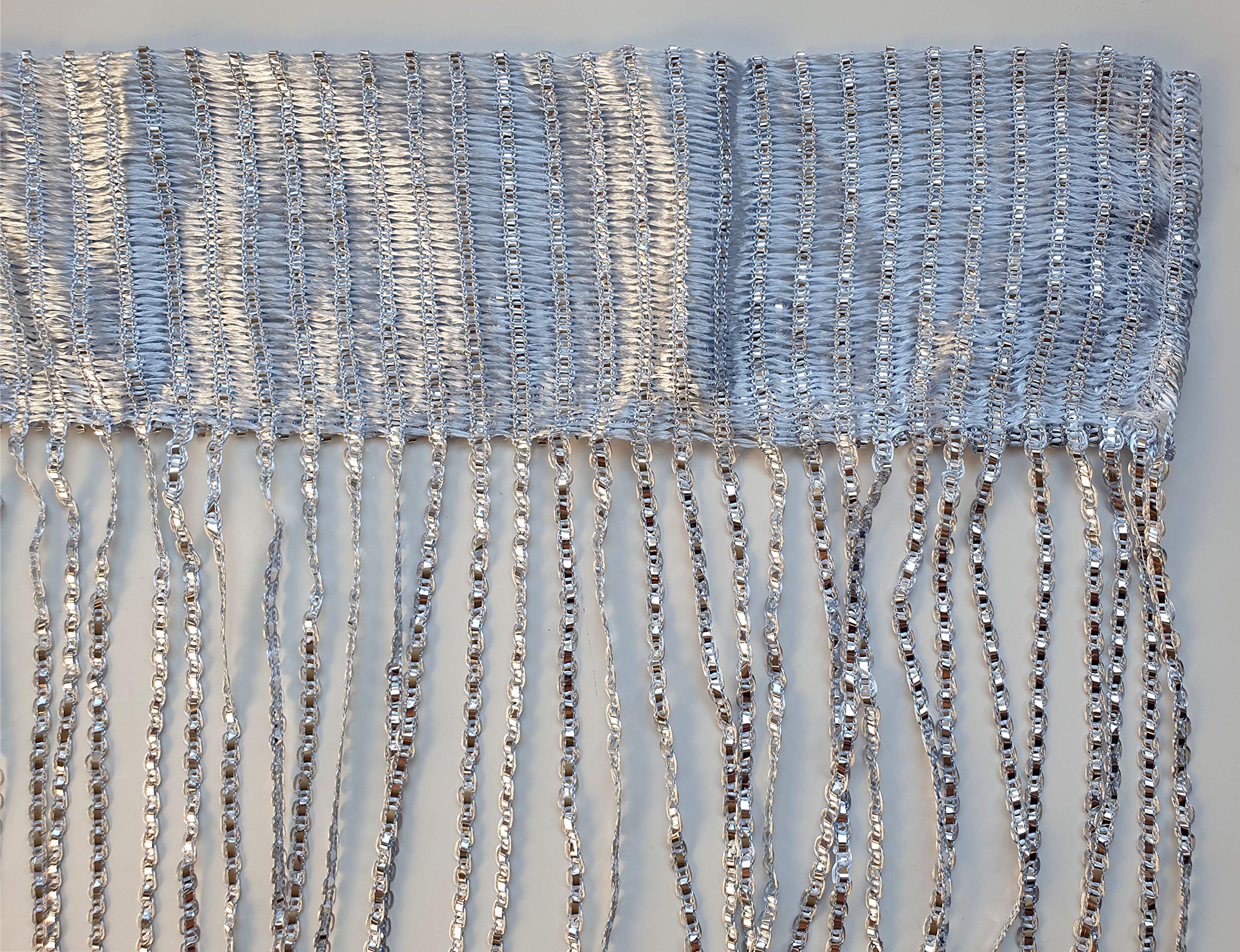 Cushion Mania Silver Hanging Braided Curtain String Door Window Curtains Tassel Fly Screen Panel (Silver)
