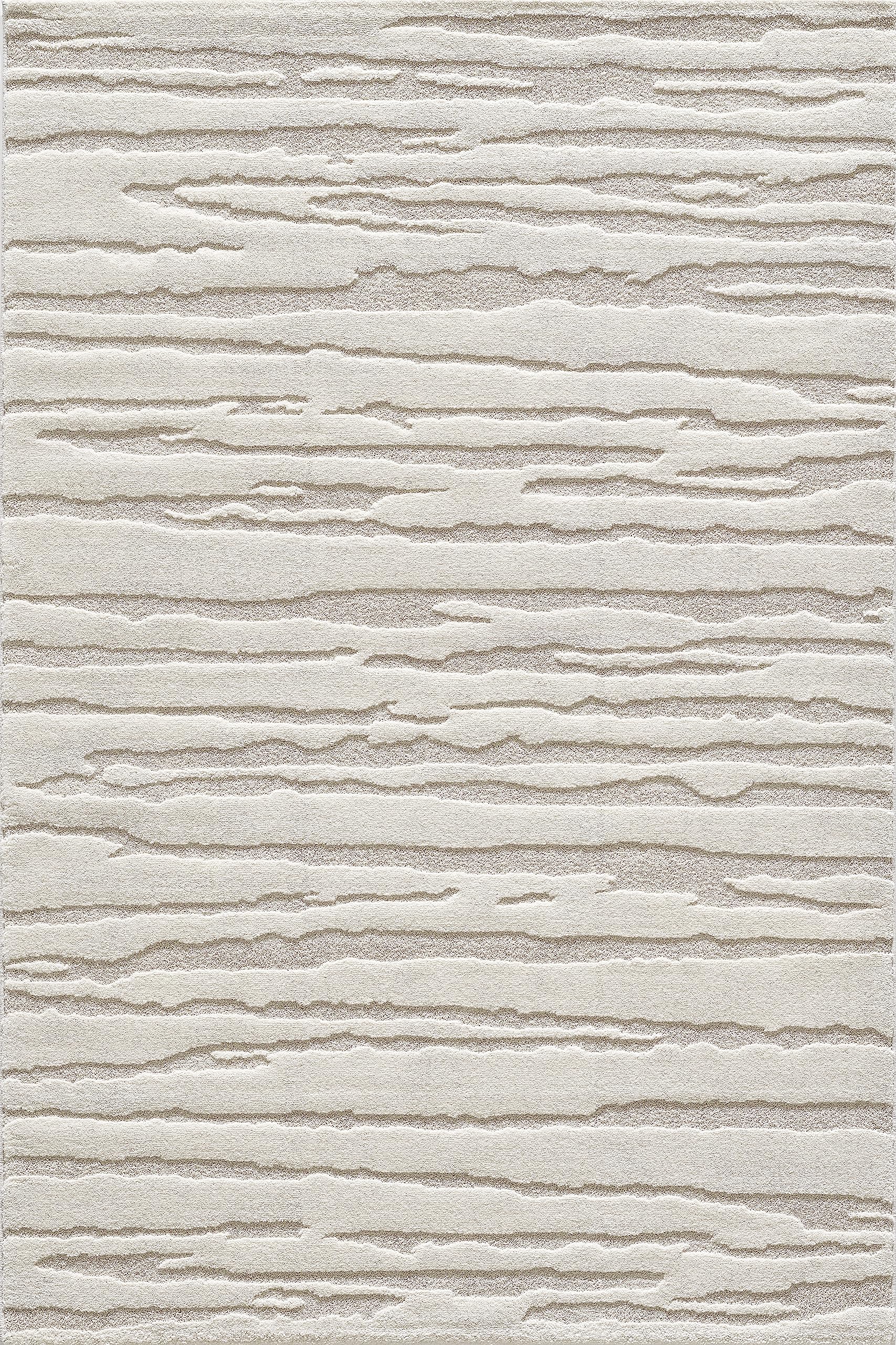the carpet Everest - Tappeto soggiorno moderno pelo corto con effetto ad alta profondità, effetto 3D, alta densità e piacevolmente morbido, design astratto, crema, 240 x 340 cm