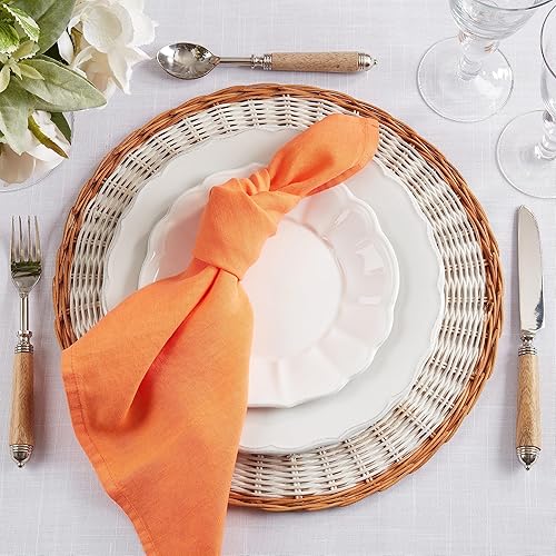 Miniatura 8 de Saro Lifestyle Pure Linen Elegance Servilleta de mesa (juego de 4), azul océano, 20 pulgadas