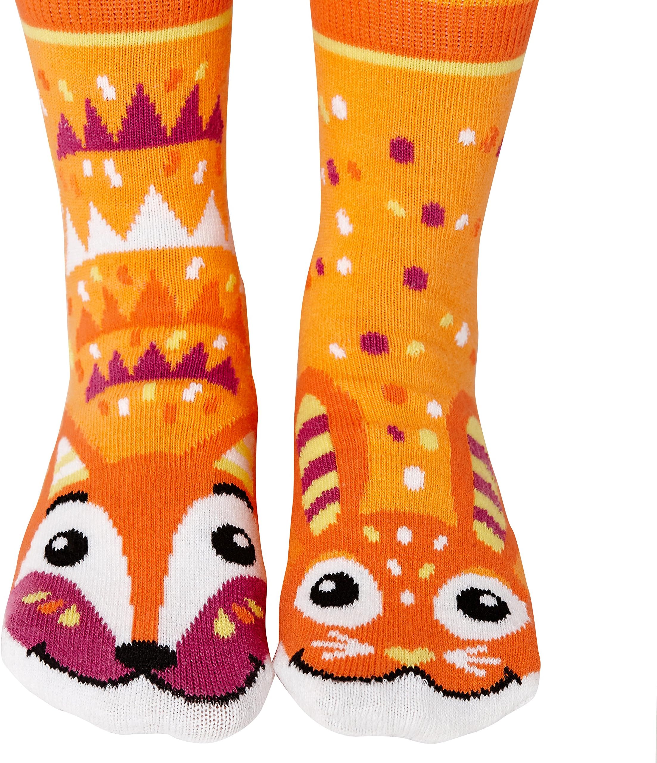Kids Fox and Bunny Mismatching Modern Geometric Socks with No Slip Treads