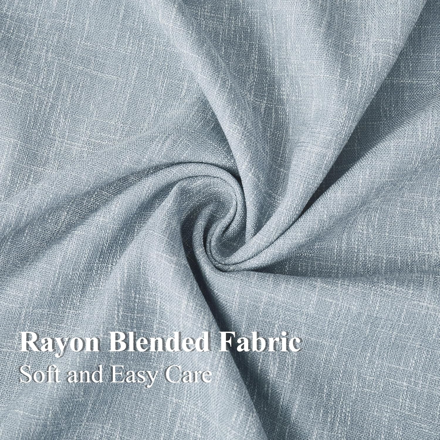 Vision Home Chambray Blue Full Blackout Curtains 84 inch for Bedroom Living Room Darkening Soundproof Window Panels Thermal Insulated Rod Pocket Back Tab Grayish Blue Drapes 2 Panels 50" Wx84 L